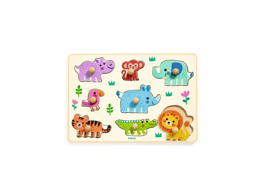 Houten knoppuzzel - Hippo 'n' Co