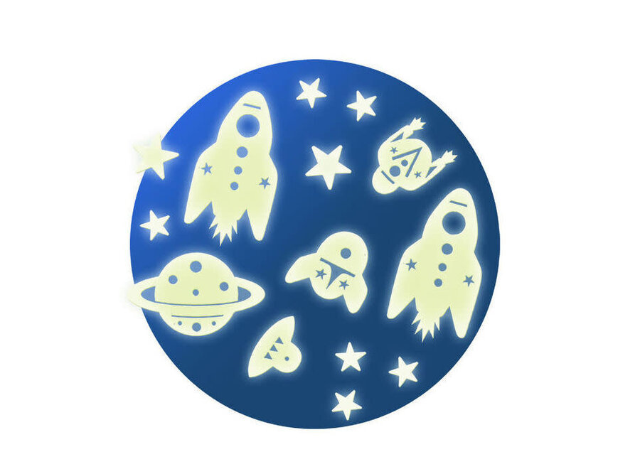 Glow in the dark muurstickers - Mission space
