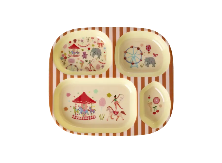 Kids 4 room plate - Roze , fun fair print