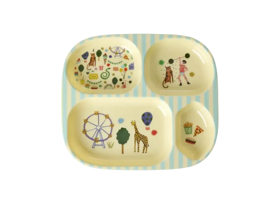 Kids 4 room plate - Mint , fun fair print