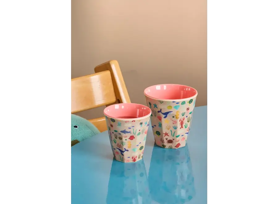 Melamine beker - Coral, ocean print