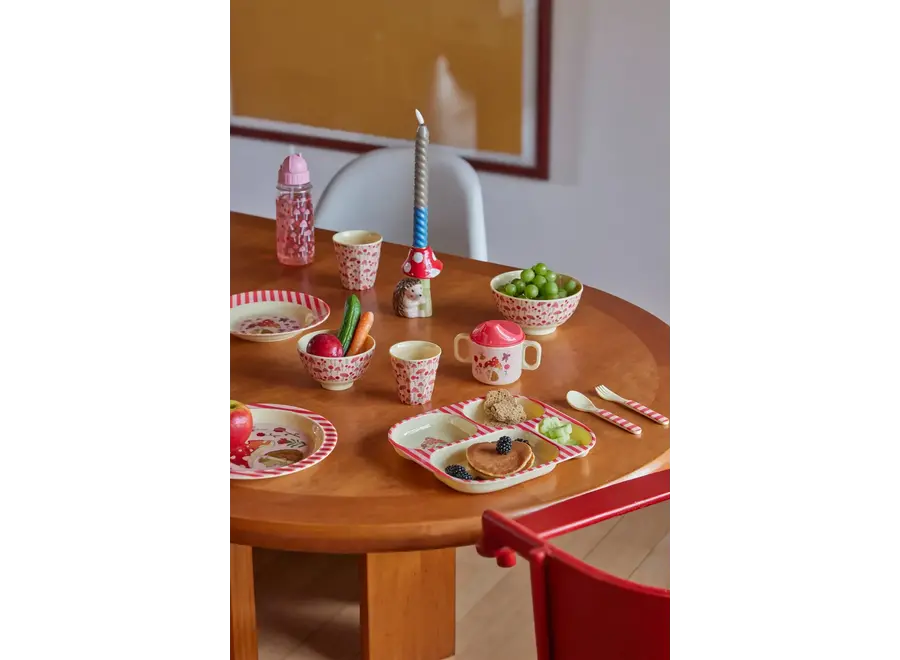 Melamine dinner set - Roze, Happy forest print