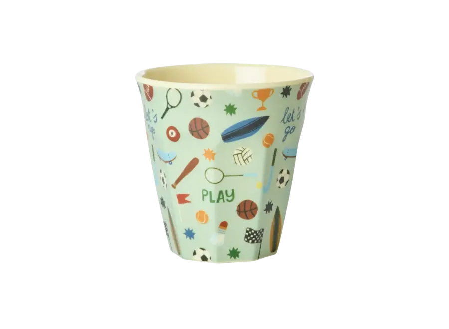 Melamine beker - Soft green, sports print