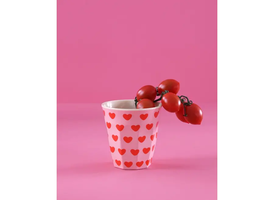 Melamine beker - Soft pink, sweet hearts print