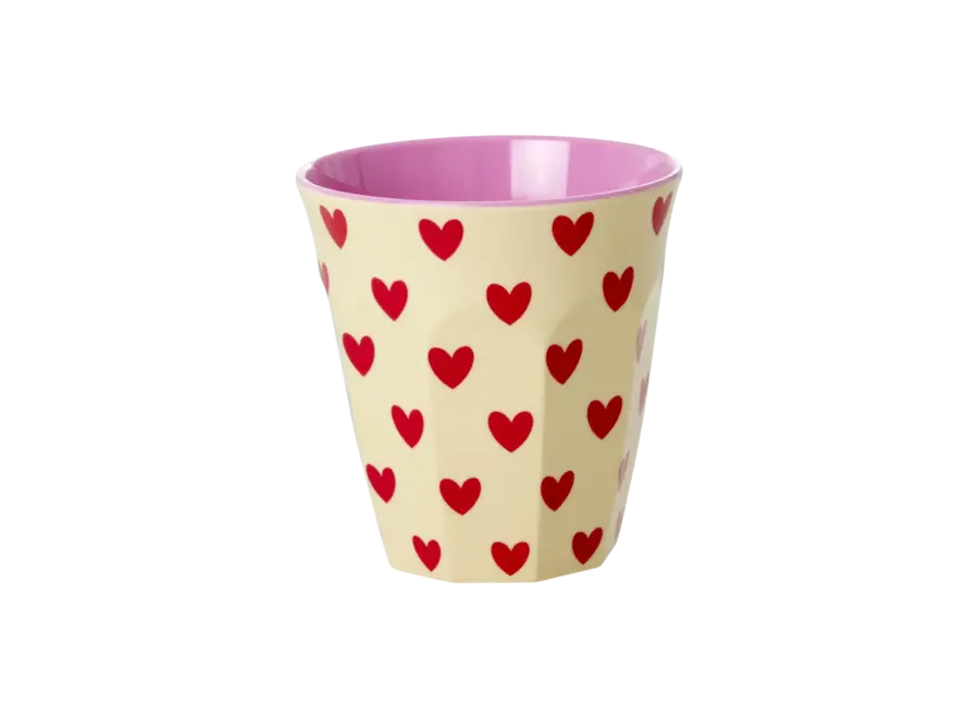 Melamine beker - Cream, darling hearts print