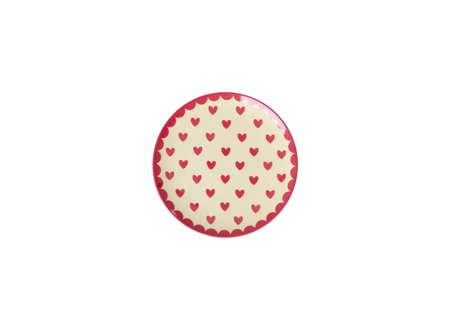 Small melamine cake plate - Red, hearts print