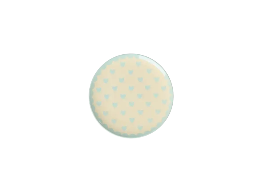 Small melamine cake plate - Mint, hearts print