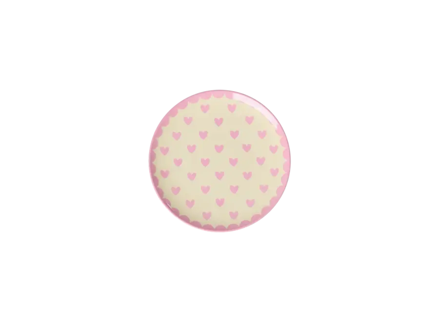 Small melamine cake plate - Pink, hearts print