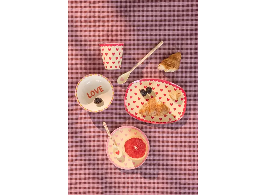 Small melamine cake plate - Pink, hearts print