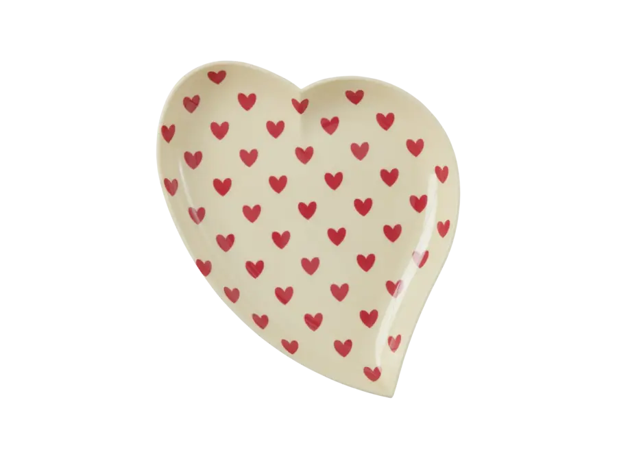 Melamine heart plate - crème, hearts print