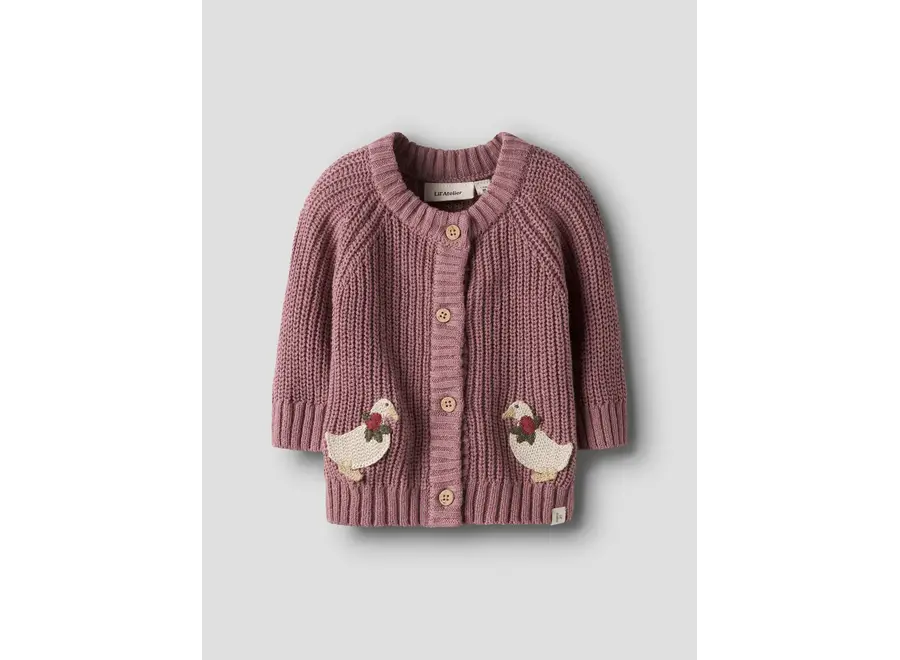 Nemlen Lak LS knit cardigan - Nostalgia rose