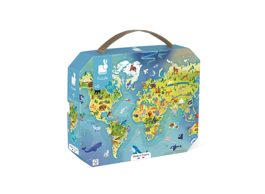 Puzzelkoffer - De wereld (100 stukjes)