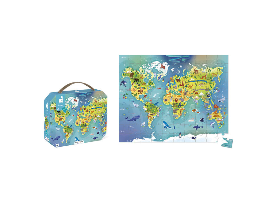 Puzzelkoffer - De wereld (100 stukjes)