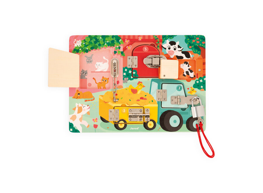 Activiteitenbord met sloten en grendels - Boerderij