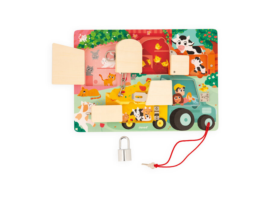 Activiteitenbord met sloten en grendels - Boerderij