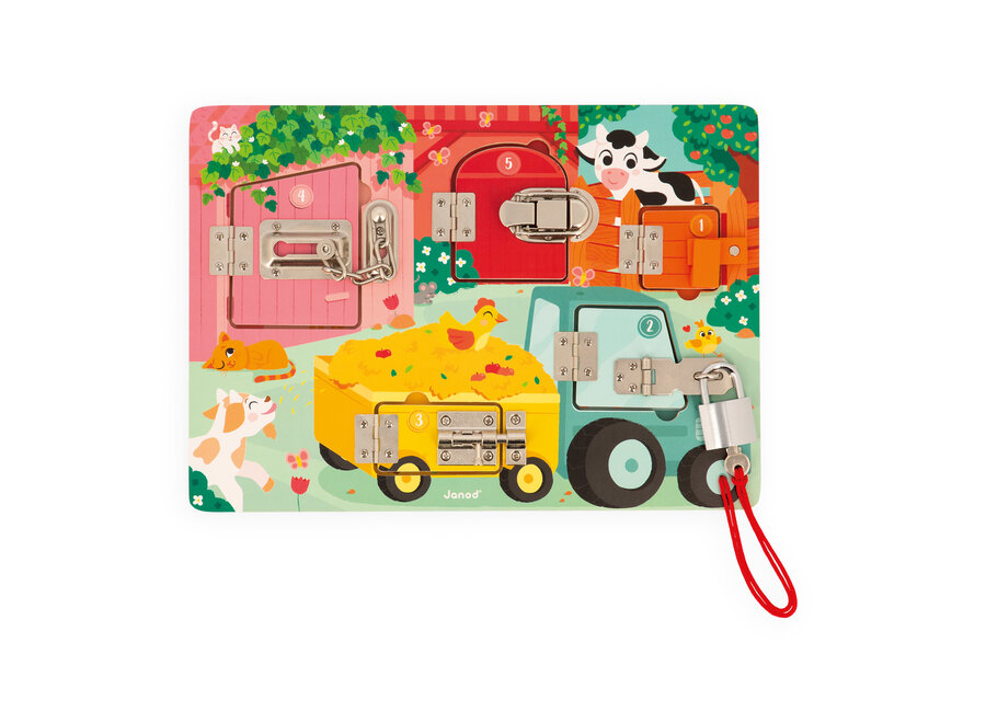 Activiteitenbord met sloten en grendels - Boerderij