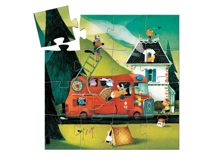 Silhouette puzzle - Fire truck (16st.)