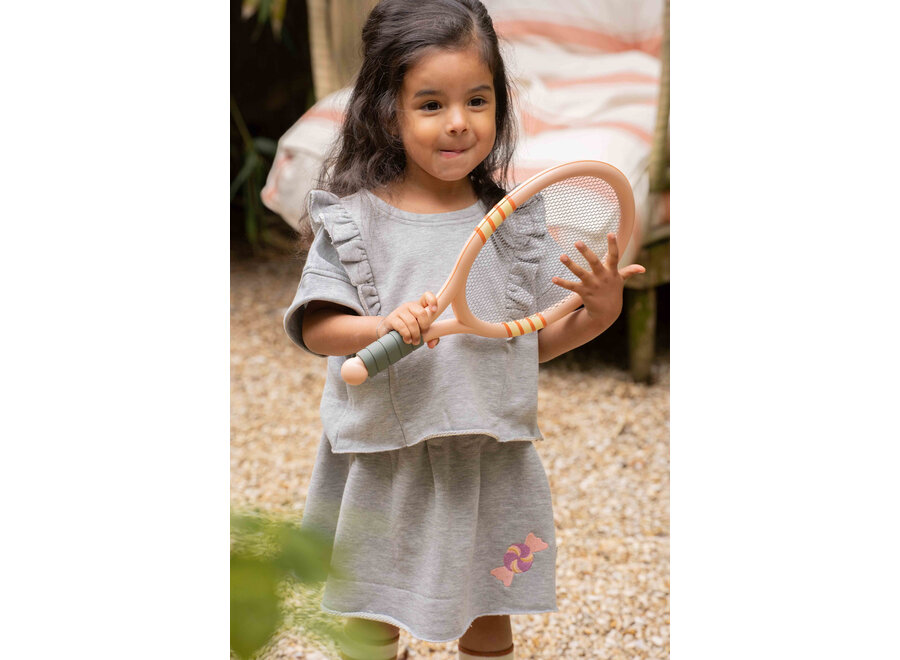 Relaxed ruffled sweat tee - Grey melange