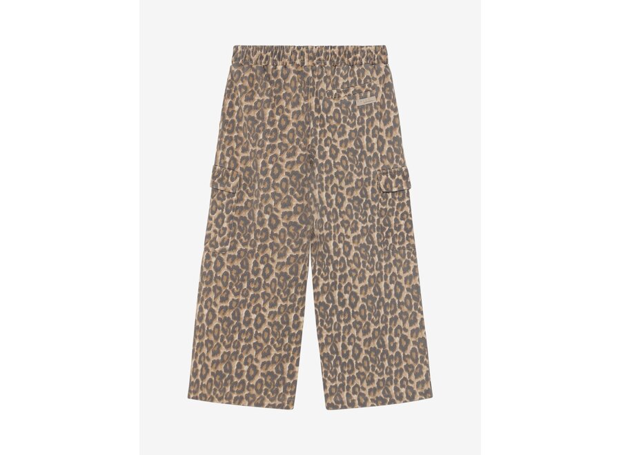 Wide cargo pants - Sand shell leopard print