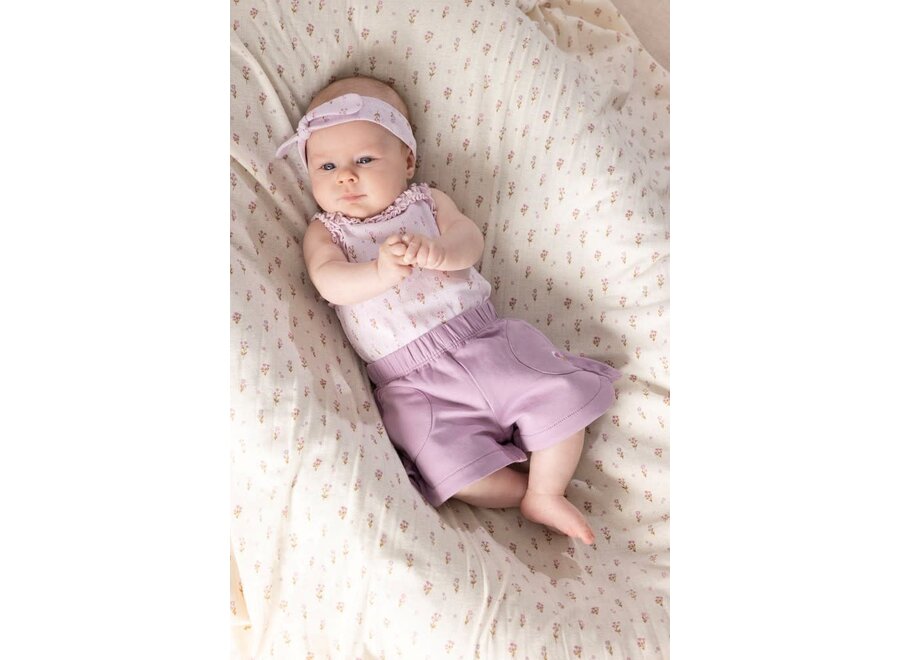 Romper pointelle rib AOP - Flower ranch lila
