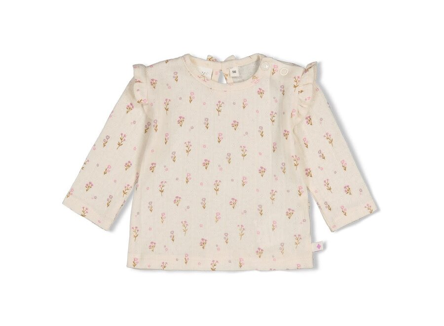 LS pointelle rib AOP - Flower ranch/ Off white