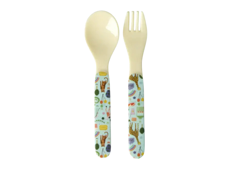 Melamine spoon and fork - mint - Fun fair