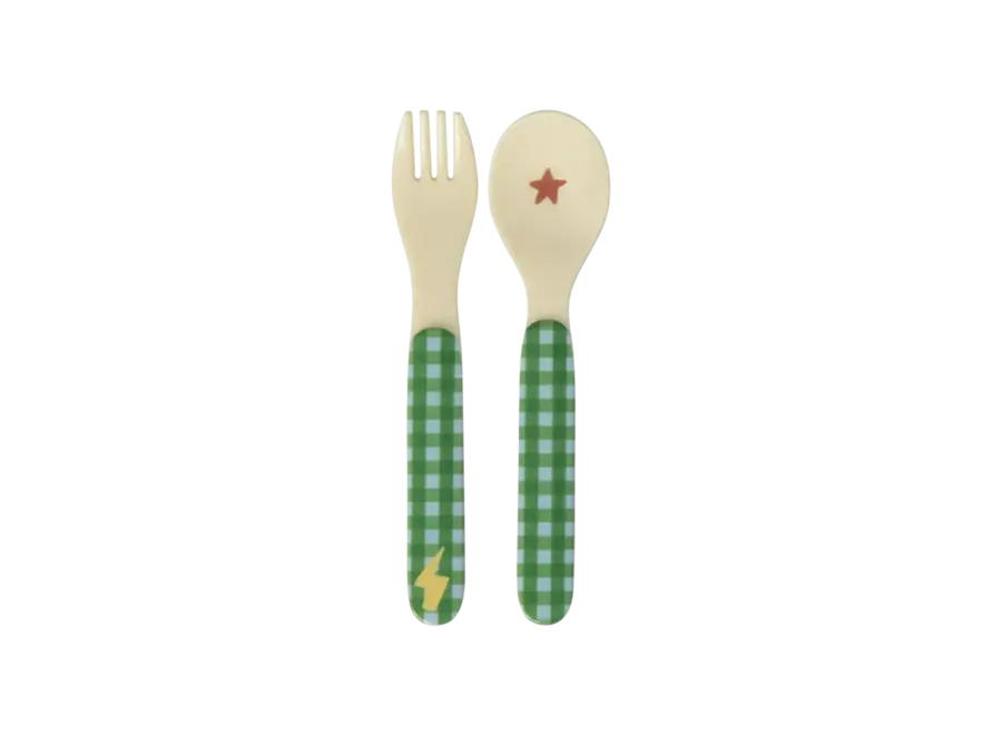 Melamine spoon and fork - green - Hero print