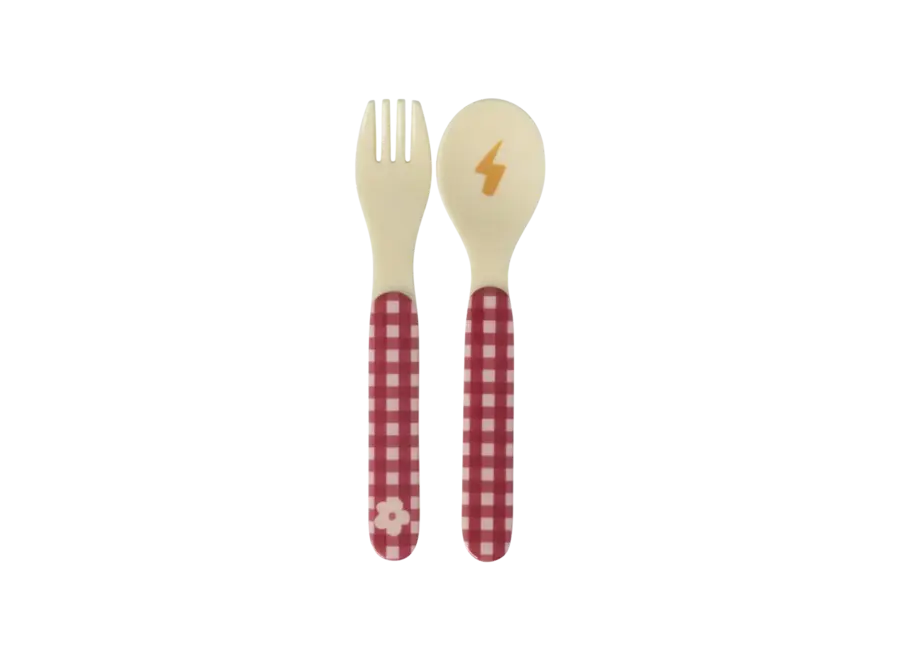 Melamine spoon and fork - pink - Hero print