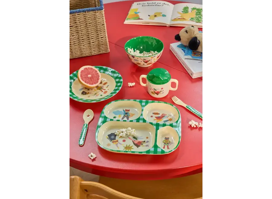 Kids 4 room plate - green - Hero print