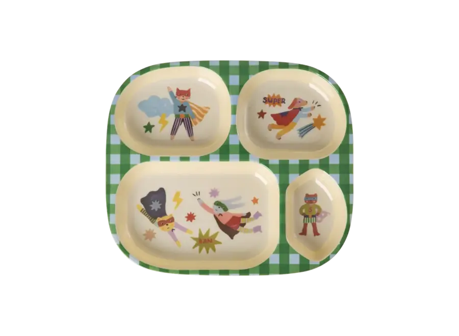 Kids 4 room plate - green - Hero print