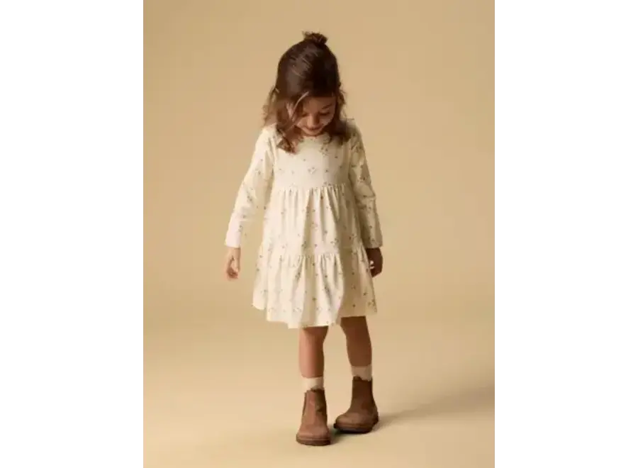 Layo Sif LS dress - Coconut milk/ flower yellow