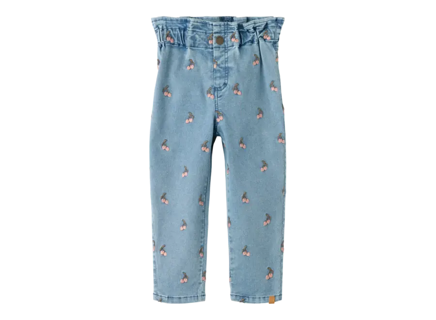 Deva loose embroidery jeans - Cherry