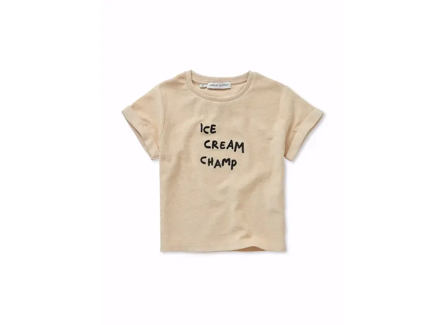 Terry T-shirt - Ice cream champ - Sesame