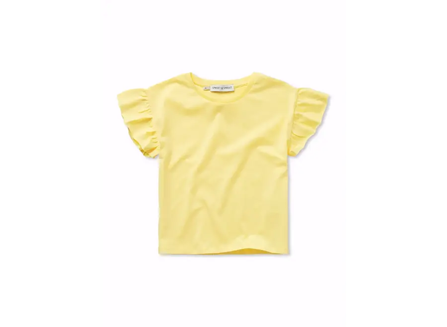 Girls T-shirt ruffle sleeve - Pastel yellow