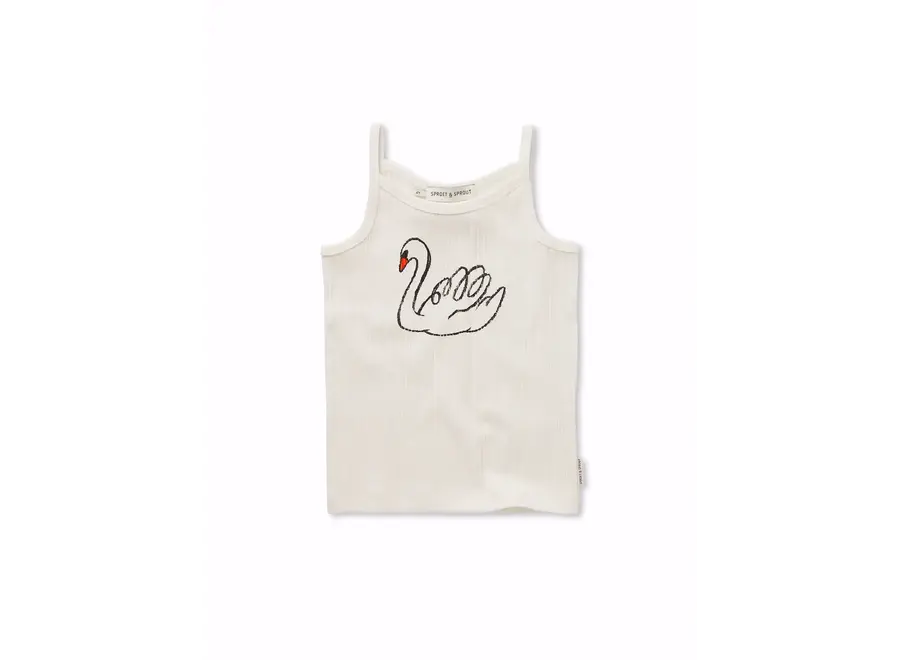 Girls spaghetti top - Swan - Off white
