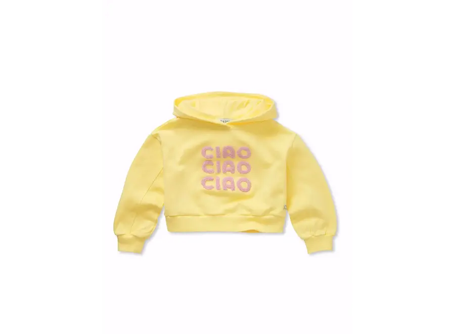 Boxy hooded girls sweatshirt - Pastel yellow