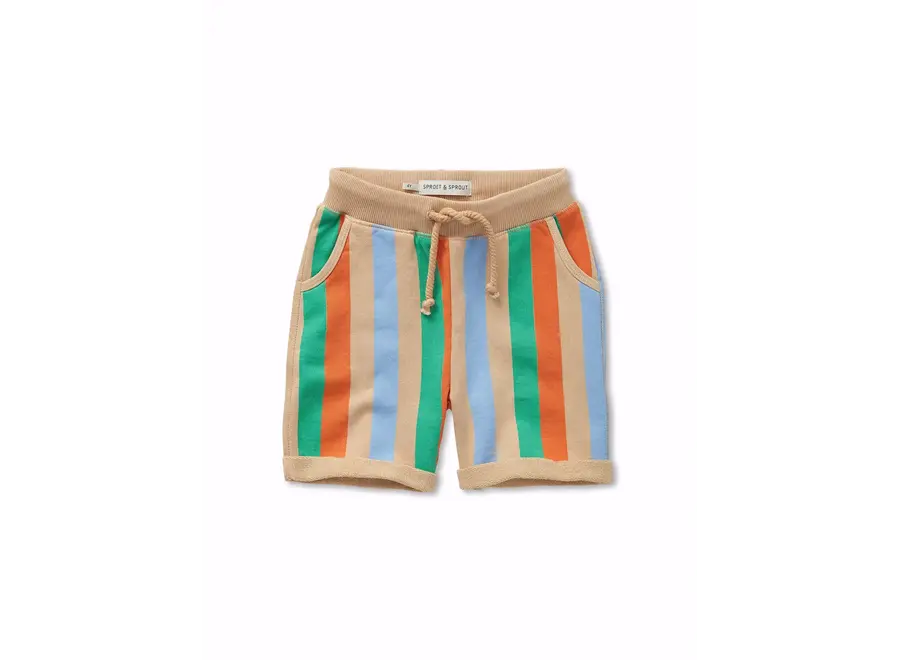 Sweat shorts multi color stripes - Sand