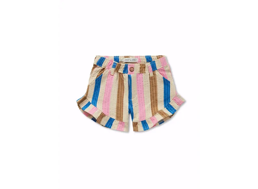 Ruffle short multi colour stripe - Sesame