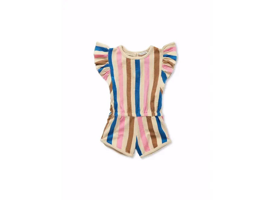 Ruffle jumpsuit stripes print - Sesame