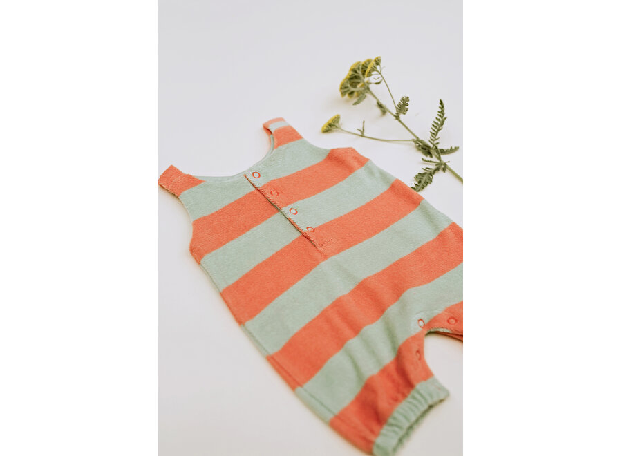 Terry jumpsuit stripes - Silt green