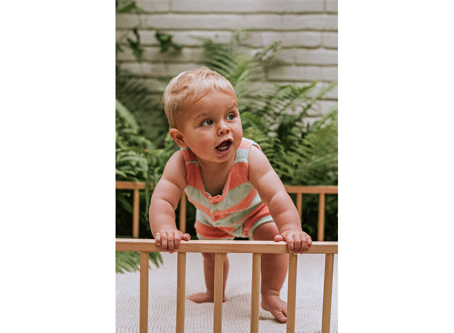 Terry jumpsuit stripes - Silt green