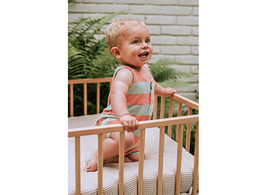 Terry jumpsuit stripes - Silt green