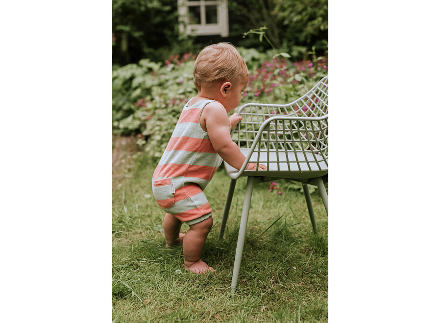 Terry jumpsuit stripes - Silt green