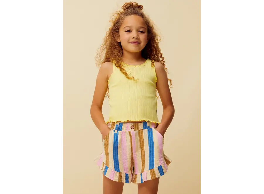 Ruffle short multi colour stripe - Sesame