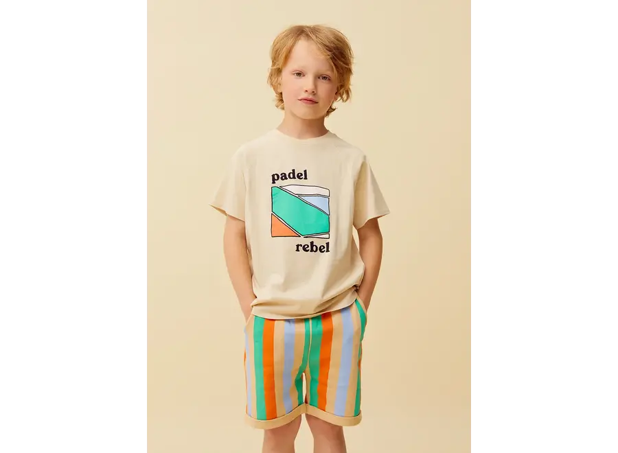 Sweat shorts multi color stripes - Sand