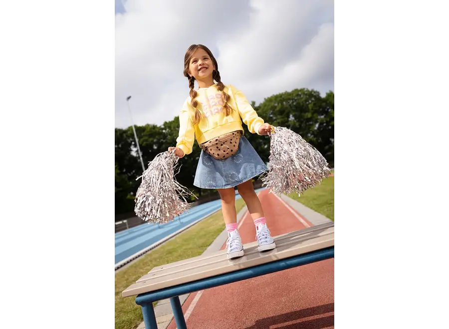 Boxy hooded girls sweatshirt - Pastel yellow
