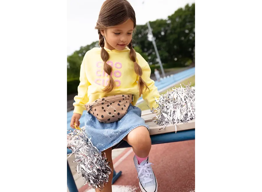 Boxy hooded girls sweatshirt - Pastel yellow