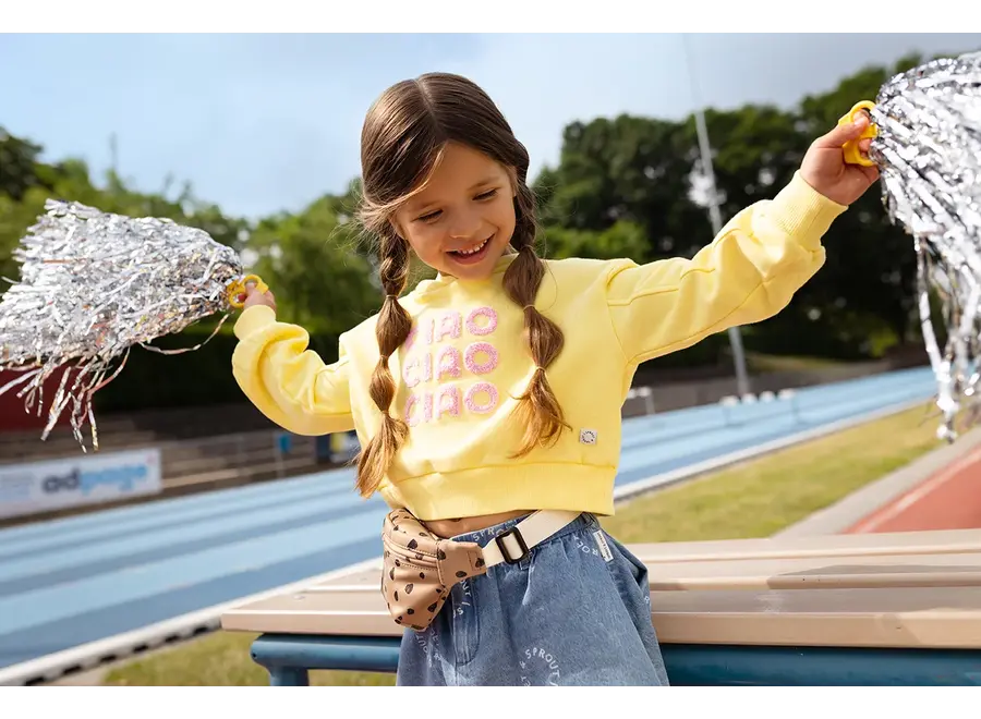 Boxy hooded girls sweatshirt - Pastel yellow