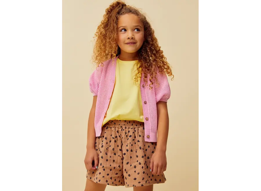 Girls T-shirt ruffle sleeve - Pastel yellow