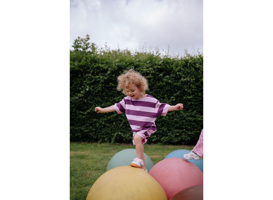 Striped towel T-shirt - Plum